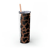 Custom Personalized Cow Printed Skinny Tumbler with Straw, 20oz! Multiple Colors!