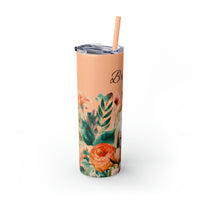 Custom Name Personalized Botanical Garden Tumblers Skinny Tumbler with Straw, 20oz! Multiple Colors Available!