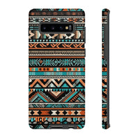 Teal and Orange Aztec Tough Cases! Cellphone Cases! Multiple Sizes Available! Apple iPhone, Samsung Galaxy, and Google Pixel devices!