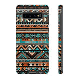 Teal and Orange Aztec Tough Cases! Cellphone Cases! Multiple Sizes Available! Apple iPhone, Samsung Galaxy, and Google Pixel devices!