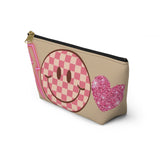 Pink Retro Cream Smiley Accessory Pouch, Check Out My Matching Weekender Bag! Free Shipping!!!