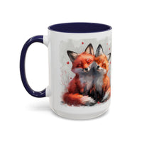 Foxy Lovers Valentines Day Accent Coffee Mug (11, 15oz)! Free Shipping! Microwave and Dishwasher Safe! BPA Free