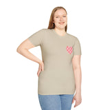 Valentines Day Pink Plaid Heart Basics Wear Anywhere Unisex Graphic Tee! All New Heather Colors!!! Free Shipping!!!