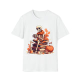 Halloween Vintage Skeleton Coffee and Books Unisex Graphic Tees! Fall Vibes!