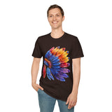 Indian Head Dress Colorful Rainbow Unisex Graphic Tees! Summer Vibes! All New Heather Colors!!! Free Shipping!!!