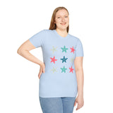 Pink and Blue Star Fish Medley Unisex Graphic Tees! Summer Vibes! All New Heather Colors!!! Free Shipping!!!