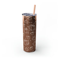 Polka Dot Pumpkin Thanksgiving Fall Vibes Skinny Tumbler with Straw, 20oz! Multiple Colors Available!