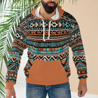 Camel and Blues Aztec Unisex Pullover Hoodie! All Over Print! New!!!