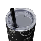 Polka Dot Pumpkin Thanksgiving Fall Vibes Skinny Tumbler with Straw, 20oz! Multiple Colors Available!