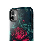 Stained Glass Teal and Roses Gothic Inspired Halloween Tough Phone Cases! Fall Vibes!