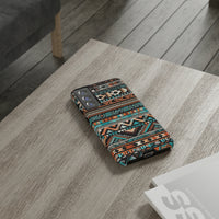 Teal and Orange Aztec Tough Cases! Cellphone Cases! Multiple Sizes Available! Apple iPhone, Samsung Galaxy, and Google Pixel devices!