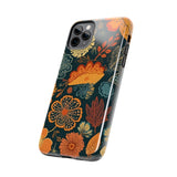 Fall Florals Navy Blue and Orange Tough Phone Cases! Fall Vibes!