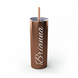 Custom Name Personalized Tumblers Skinny Tumbler with Straw, 20oz! Cursive Writing Option!