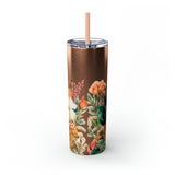 Custom Name Personalized Botanical Garden Tumblers Skinny Tumbler with Straw, 20oz! Multiple Colors Available!