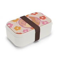 Good Vibes Retro Pink Floral Bento Lunch Box! Free Shipping!!! Great For Gifting! BPA Free!
