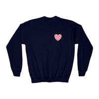 Valentines Day Pink Plaid Heart Basics Wear Anywhere Youth Crewneck Sweatshirt! Foxy Kids! Free Shipping!