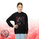 Valentines Day Black Horse Red Hearts Youth Crewneck Sweatshirt! Foxy Kids! Free Shipping!