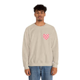 Valentines Day Pink Plaid Heart Basics Pocket Design Edition Unisex Sweatshirt! Retro! Free Shipping!!!