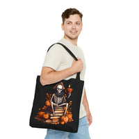 Pirate Skeleton Spooky Book Stack Halloween Fall Vibes Tote Bag!