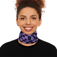 Black and Light Purple Plaid Lightweight Neck Gaiter! 4 Sizes Available! Free Shipping! UPF +50! Great For All Outdoor Sports!