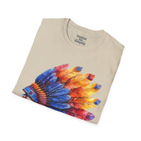 Indian Head Dress Colorful Rainbow Unisex Graphic Tees! Summer Vibes! All New Heather Colors!!! Free Shipping!!!