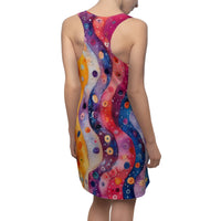 Boho Watercolor Groovy Waves Women's Racerback Dress! Free Shipping! Sun Dress, Sleep Shirt, Swim Cover Up!