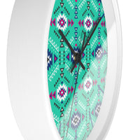 Aztec Print Mint and Navy Wall Clock! Perfect For Gifting! Free Shipping!!! 3 Colors Available!