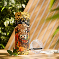 Not Today Heifer Highlander Cow Fall Vibes Skinny Tumbler with Straw, 20oz! Multiple Colors!