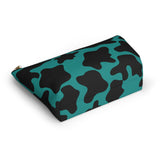 Teal Blue Cow Print Travel Accessory Pouch, Check Out My Matching Weekender Bag! Free Shipping!!!