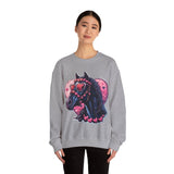 Valentines Day Black Horse Pink Hearts Unisex Sweatshirt! Retro! Free Shipping!!!