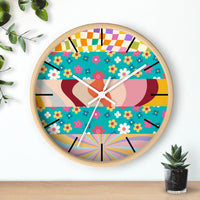 Groovy Floral Quilt in Teal and Pink Print Wall Clock! Perfect For Gifting! Free Shipping!!! 3 Colors Available!