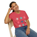 Pink and Blue Star Fish Medley Unisex Graphic Tees! Summer Vibes! All New Heather Colors!!! Free Shipping!!!