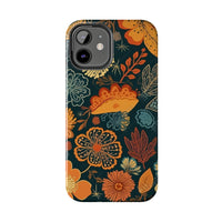 Fall Florals Navy Blue and Orange Tough Phone Cases! Fall Vibes!