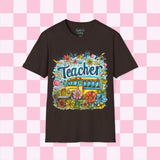 The Teacher Floral School Bus Unisex Graphic Tees! All New Heather Colors!!! Free Shipping!!! Back To School!