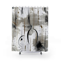 Grey, black, and White Ink Drip Modern Shower Curtains!