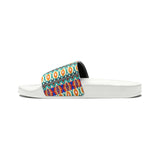 Hippie Stripes Blue and Purple Summer Beach Slides, Women's PU Slide Sandals! Free Shipping!!!