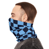 Black and Light Blue Plaid Lightweight Neck Gaiter! 4 Sizes Available! Free Shipping! UPF +50! Great For All Outdoor Sports!