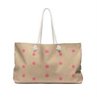 Cream Pink Polka Dot Stuff Vacation Travel Weekender Bag! Free Shipping!!!
