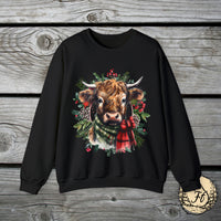 1 Highlander Cow Christmas Edition Unisex Heavy Blend Crewneck Sweatshirt!