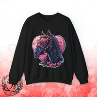 Valentines Day Black Horse Pink Hearts Unisex Sweatshirt! Retro! Free Shipping!!!