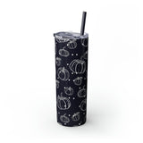 Polka Dot Pumpkin Thanksgiving Fall Vibes Skinny Tumbler with Straw, 20oz! Multiple Colors Available!