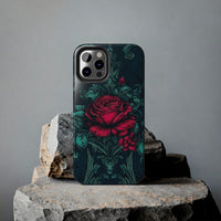 Stained Glass Teal and Roses Gothic Inspired Halloween Tough Phone Cases! Fall Vibes!