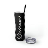 Custom Name Black and White Aztec Printed Skinny Tumbler with Straw, 20oz! Multiple Colors!