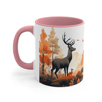 Autumn Orange and Black Deer Antler Forest Accent Coffee Mug, 11oz! Multiple Colors Available! Fall Vibes!