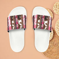 Western Stripes Cow Print Pink Summer Beach Slides, Women's PU Slide Sandals! Free Shipping!!!