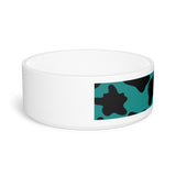 Black and Teal Blue Cow Print Pet Bowl! Foxy Pets! Free Shipping!!!