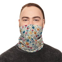 Floral Blue Vines Print Lightweight Neck Gaiter! 4 Sizes Available! Free Shipping! UPF +50! Great For All Outdoor Sports!