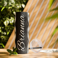 Custom Name Black and White Aztec Printed Skinny Tumbler with Straw, 20oz! Multiple Colors!