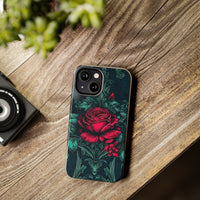 Stained Glass Teal and Roses Gothic Inspired Halloween Tough Phone Cases! Fall Vibes!