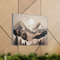 Western/Boho Mountain Scenery in Blacks and Browns Canvas Gallery Wraps!